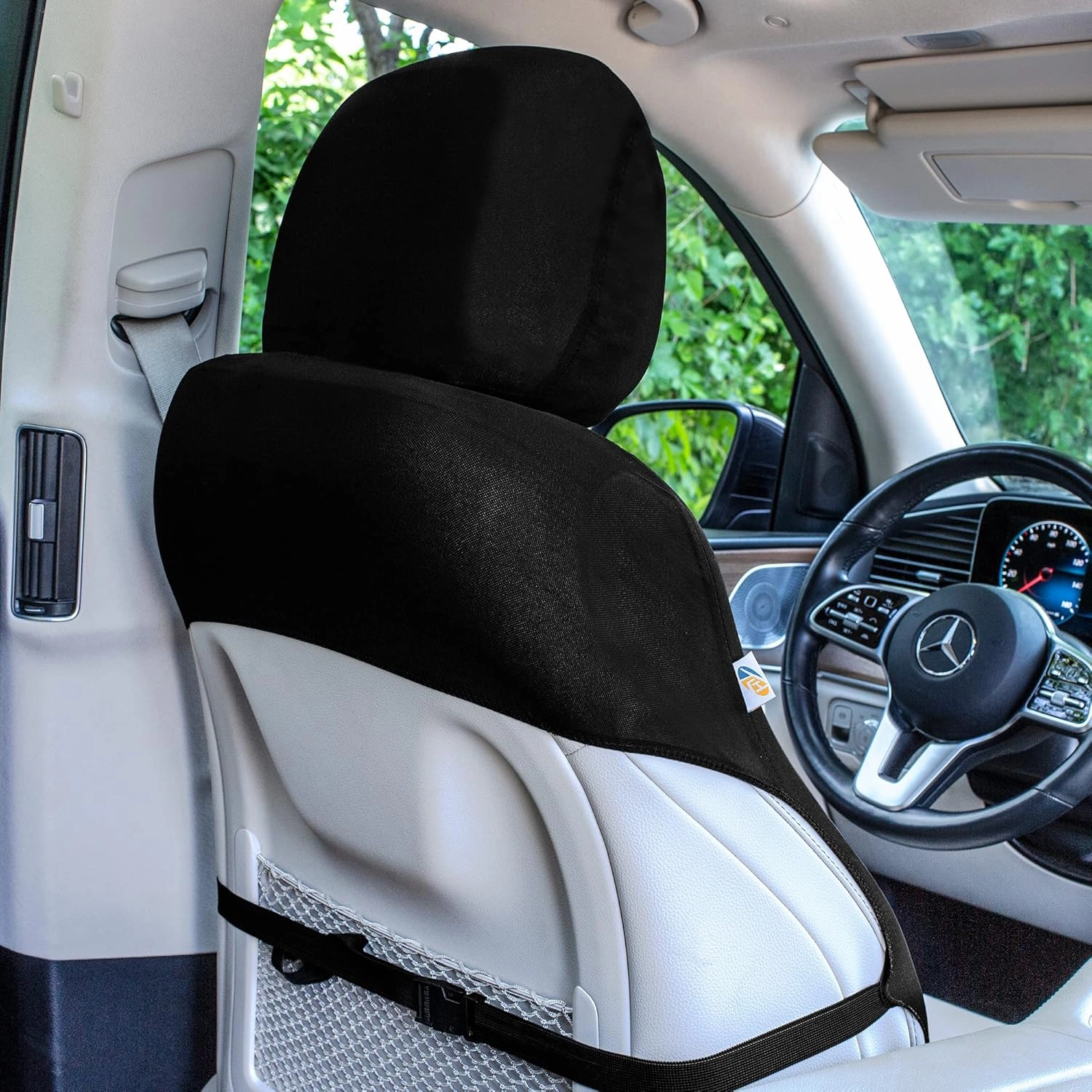 TLH Universal Fit Automotive Seat Covers Black Cloth Car Seat Covers Full Set, Car Seat Protector Interior Accessories Classic Flat Cloth Car Seat Covers fit for Most Cars, Trucks, SUVs or Vans