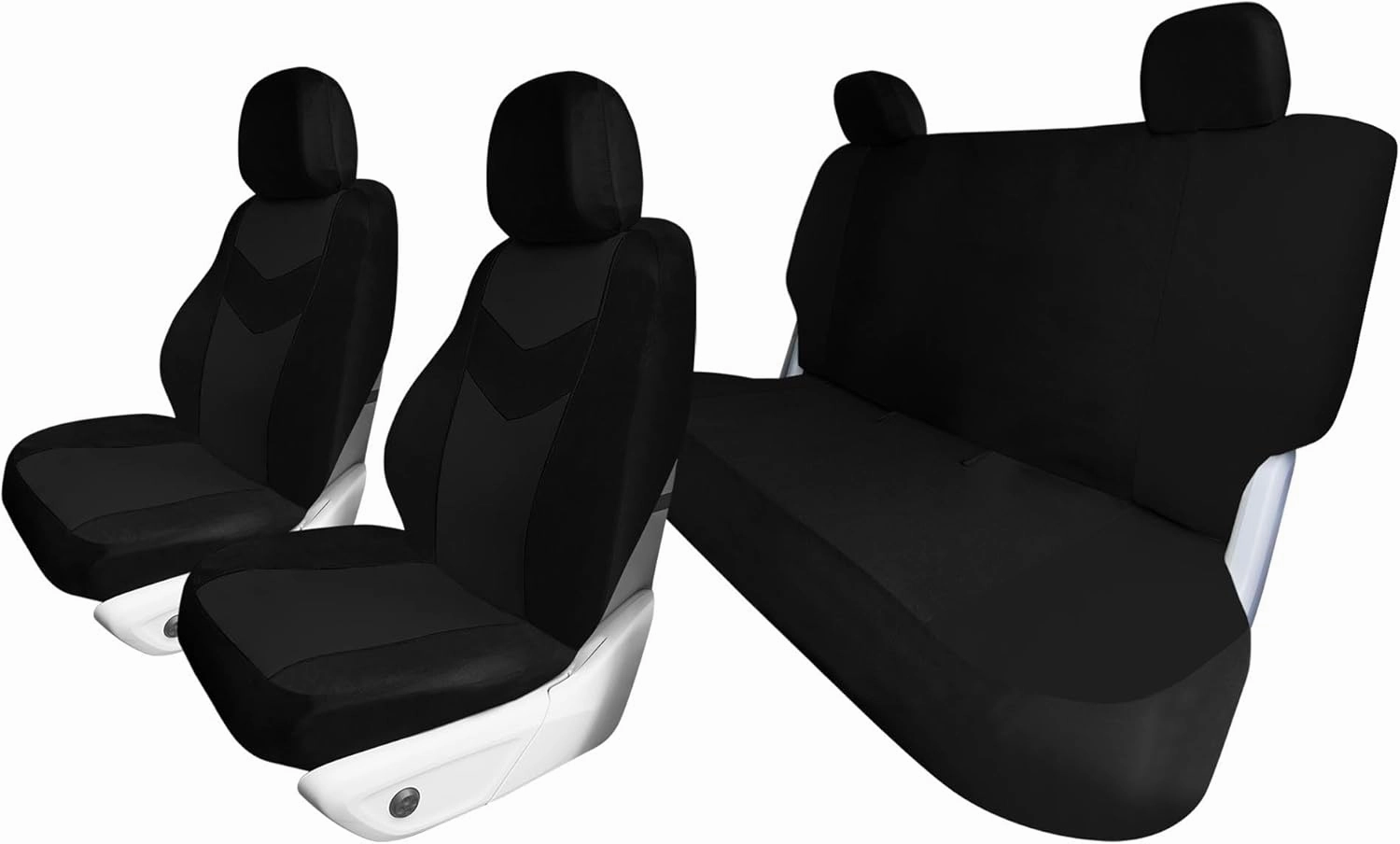 TLH Universal Fit Automotive Seat Covers Black Cloth Car Seat Covers Full Set, Car Seat Protector Interior Accessories Classic Flat Cloth Car Seat Covers fit for Most Cars, Trucks, SUVs or Vans