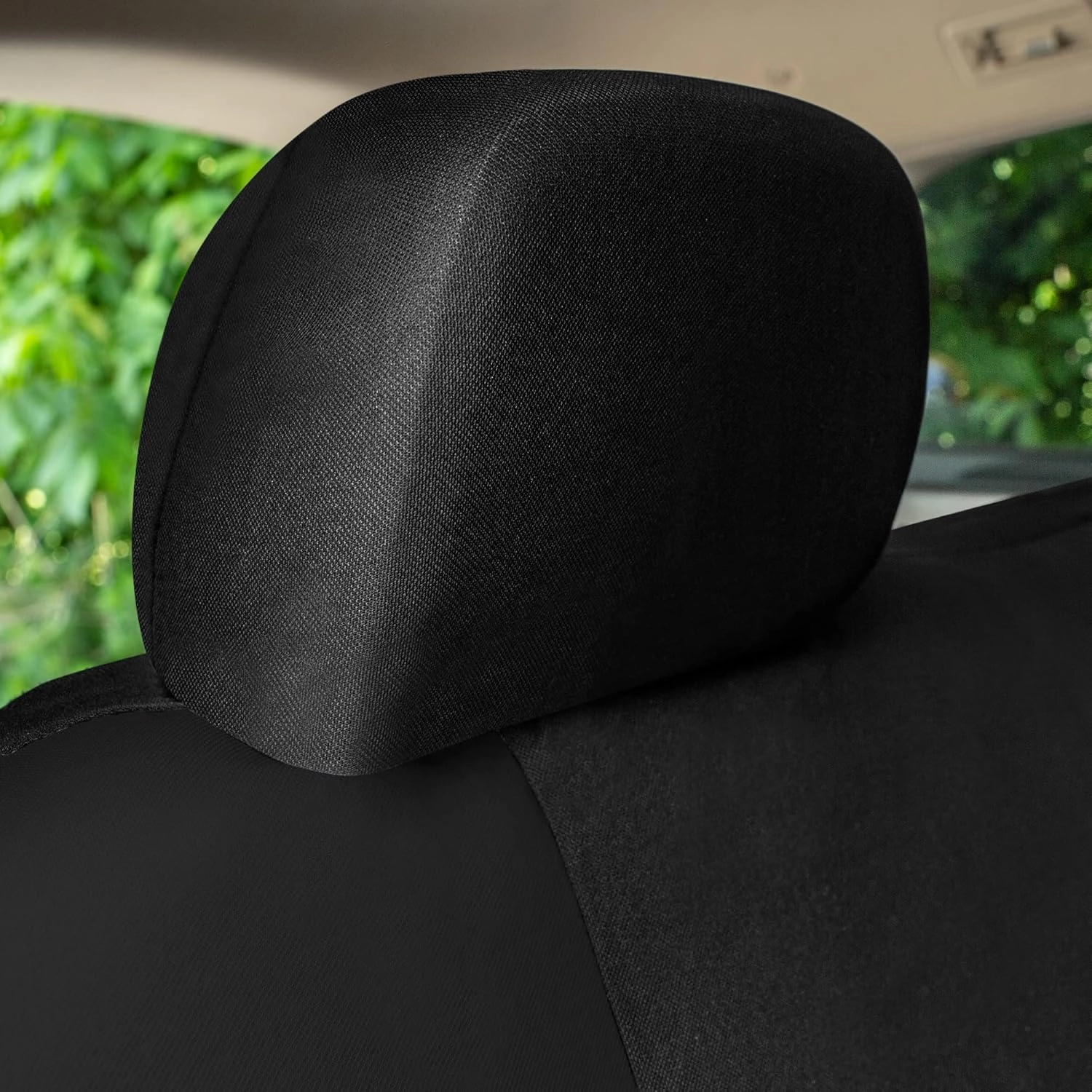 TLH Universal Fit Automotive Seat Covers Black Cloth Car Seat Covers Full Set, Car Seat Protector Interior Accessories Classic Flat Cloth Car Seat Covers fit for Most Cars, Trucks, SUVs or Vans