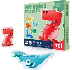 Toi 6 Packs Large Piece Toddler Jigsaw Puzzles for Kids Aged 2.5 , Animal Shaped Floor Puzzles for Beginner, Preschool Learning Game for Boys Girls, Dinosaur