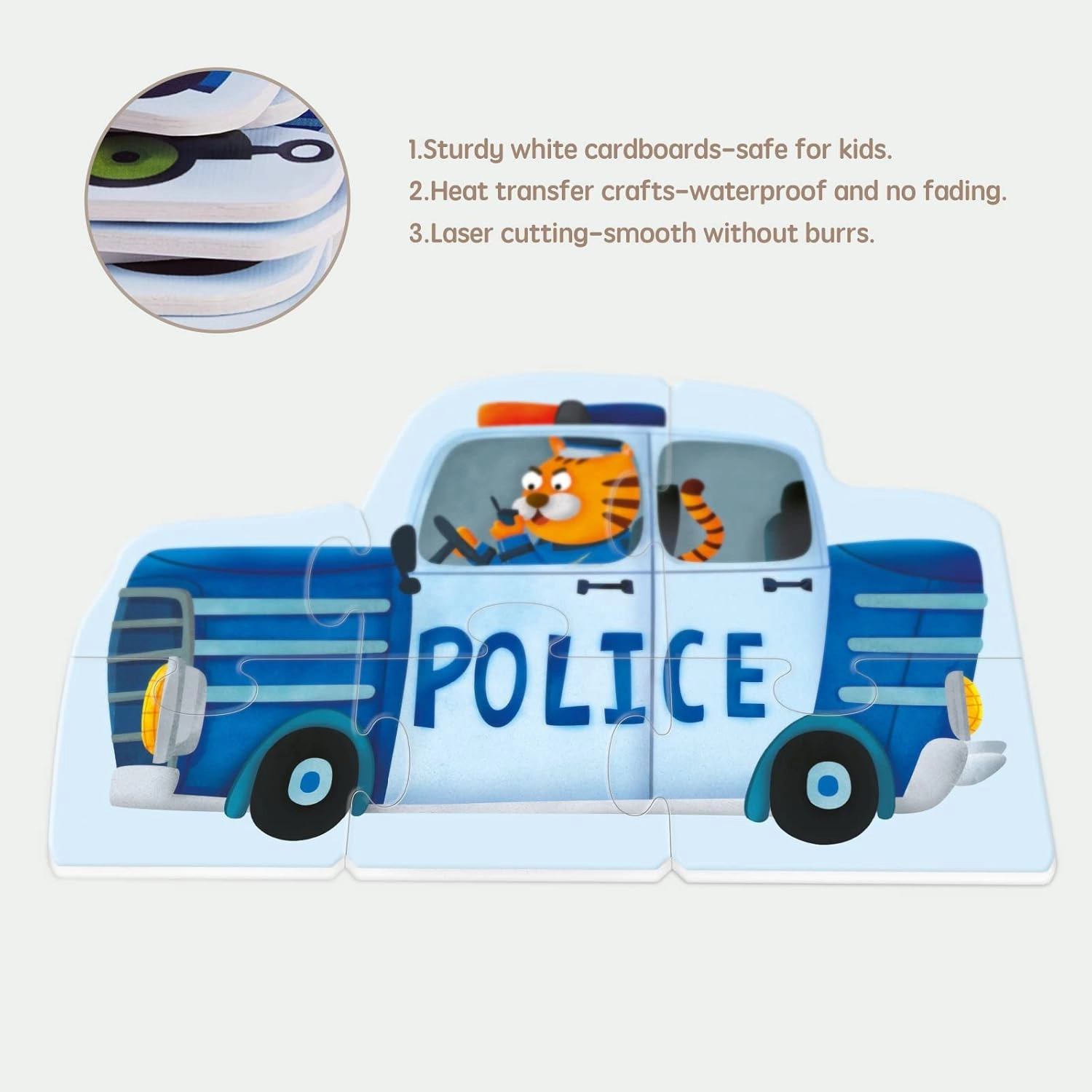 Toi 6 Packs Large Piece Toddler Jigsaw Puzzles for Kids Aged 2.5 , Animal Shaped Floor Puzzles for Beginner, Preschool Learning Game for Boys Girls, Traffic