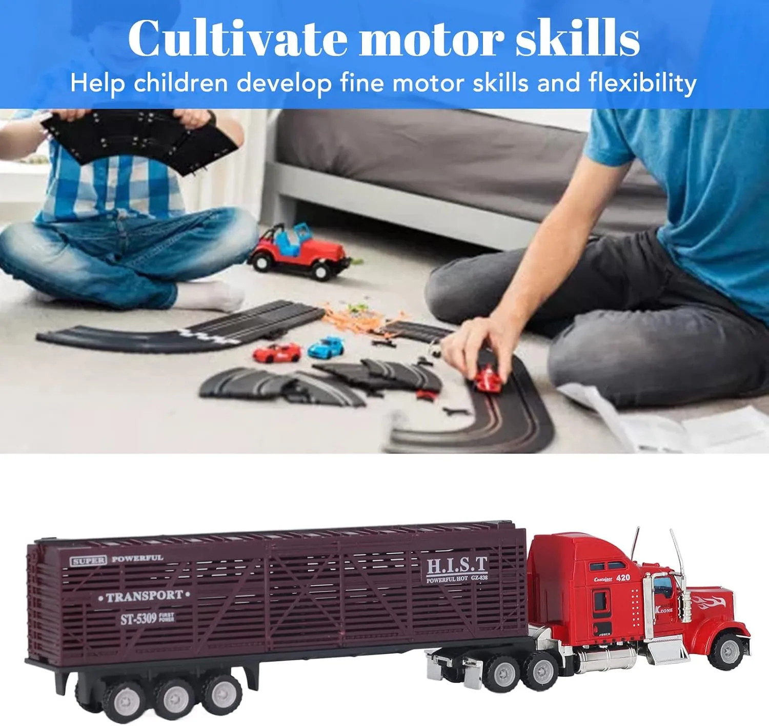TOPINCN Kids Trucks Model, 1:65 Wear Interactive Transport Truck Model for Kids (Type 2)