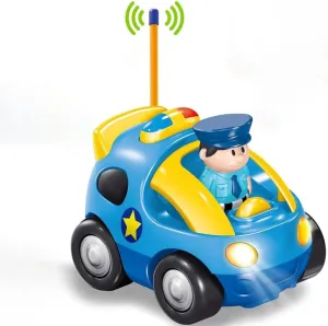 TOPLIVING Cartoon Remote Control Car - Police Car Toddler Toys - Kids Cartoon Toys with LED Lights, Music, Christmas Birthday Gift for Boys & Girls