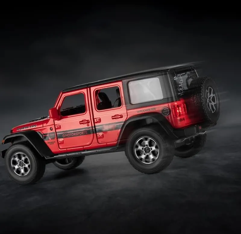 Toy car Model 1:22 for Jeeps Wrangler Sahara Alloy Diecasts Car Model Sound and Light Pull Back Collection Kids Toy Gift (Color : Black)