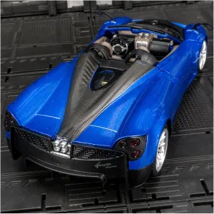 Toy car Model 1:24 Diecast Alloy Model Car for Pagani Huayra Supercar Christmas Boys Toys for Children Kids Gifts (Color : Blue)