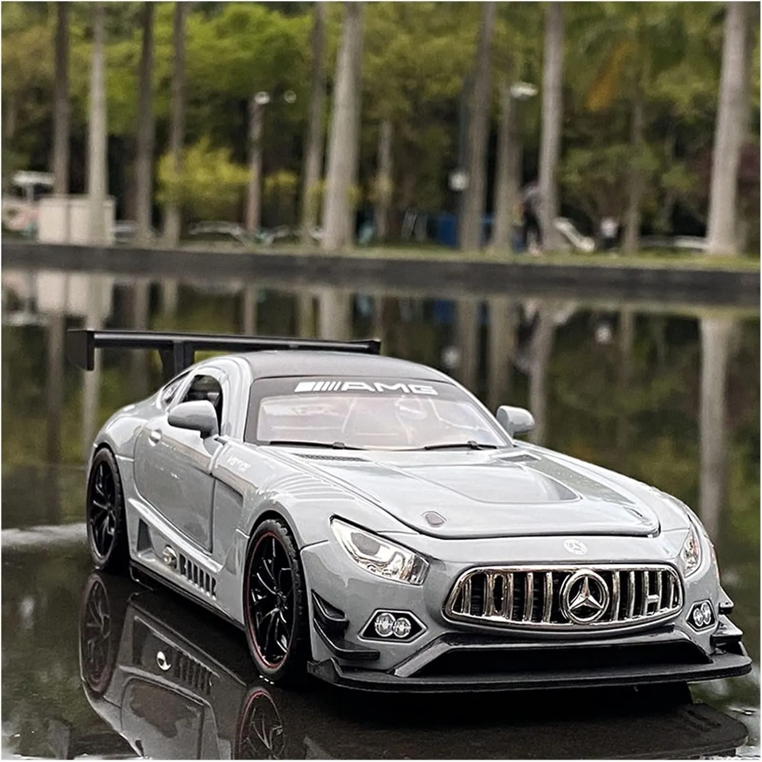 Toy car Model 1:24 for Benzs GT Alloy Sports Car Model Diecast with Sound and Light Collection Kids Toy Gift (Color : Gray)