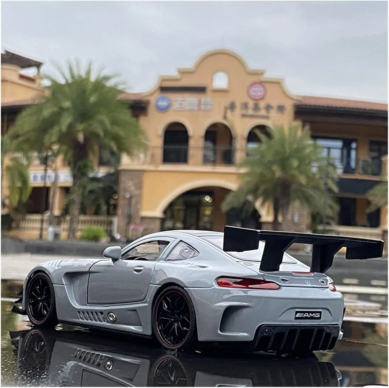 Toy car Model 1:24 for Benzs GT Alloy Sports Car Model Diecast with Sound and Light Collection Kids Toy Gift (Color : Gray)