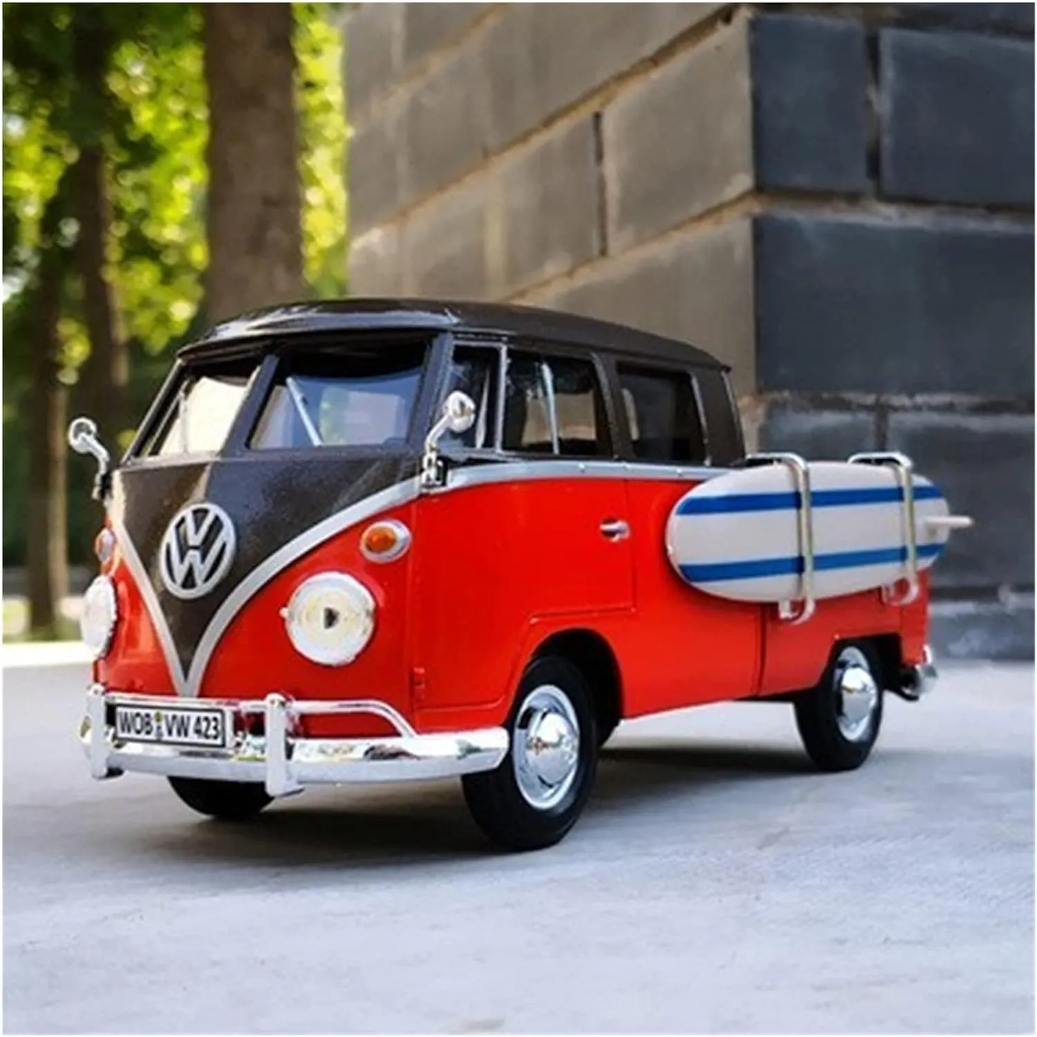 Toy car Model 1/24 for Volkswagens T1 Alloy Pickup Bus Car Model Diecast Retro School Bus Car Trailer Kids Toy Gift (Color : F6)