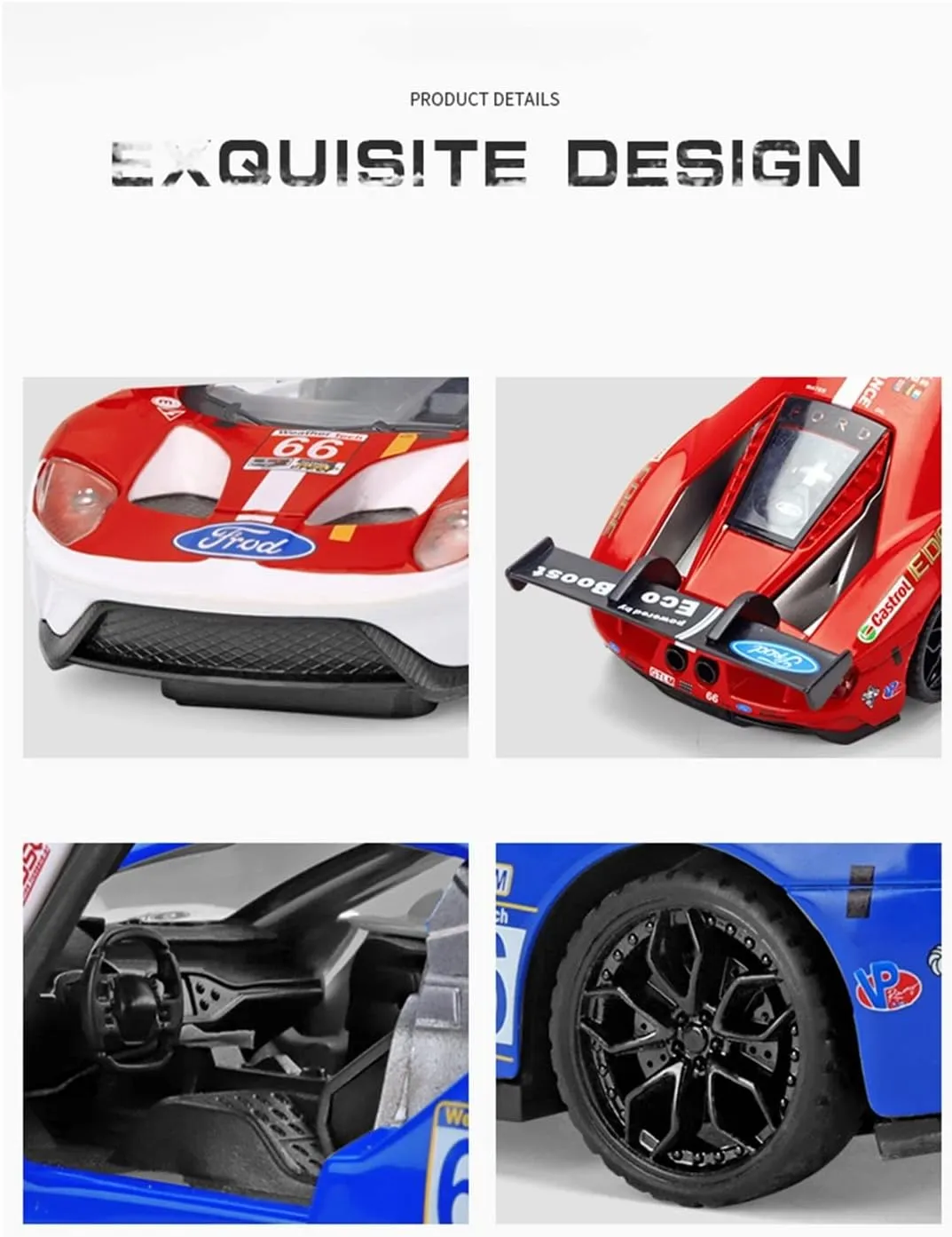 Toy car Model 1:32 for Ford GT Le Mans V8 Race Car Alloy Car Model Diecasts with Light Sound Toys for Children (Color : 6)