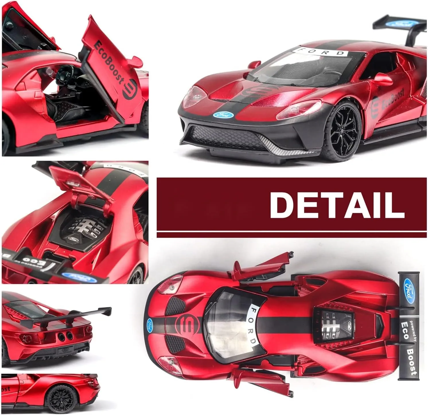 Toy car Model 1:32 for Ford GT Le Mans V8 Race Car Alloy Car Model Diecasts with Light Sound Toys for Children (Color : 6)