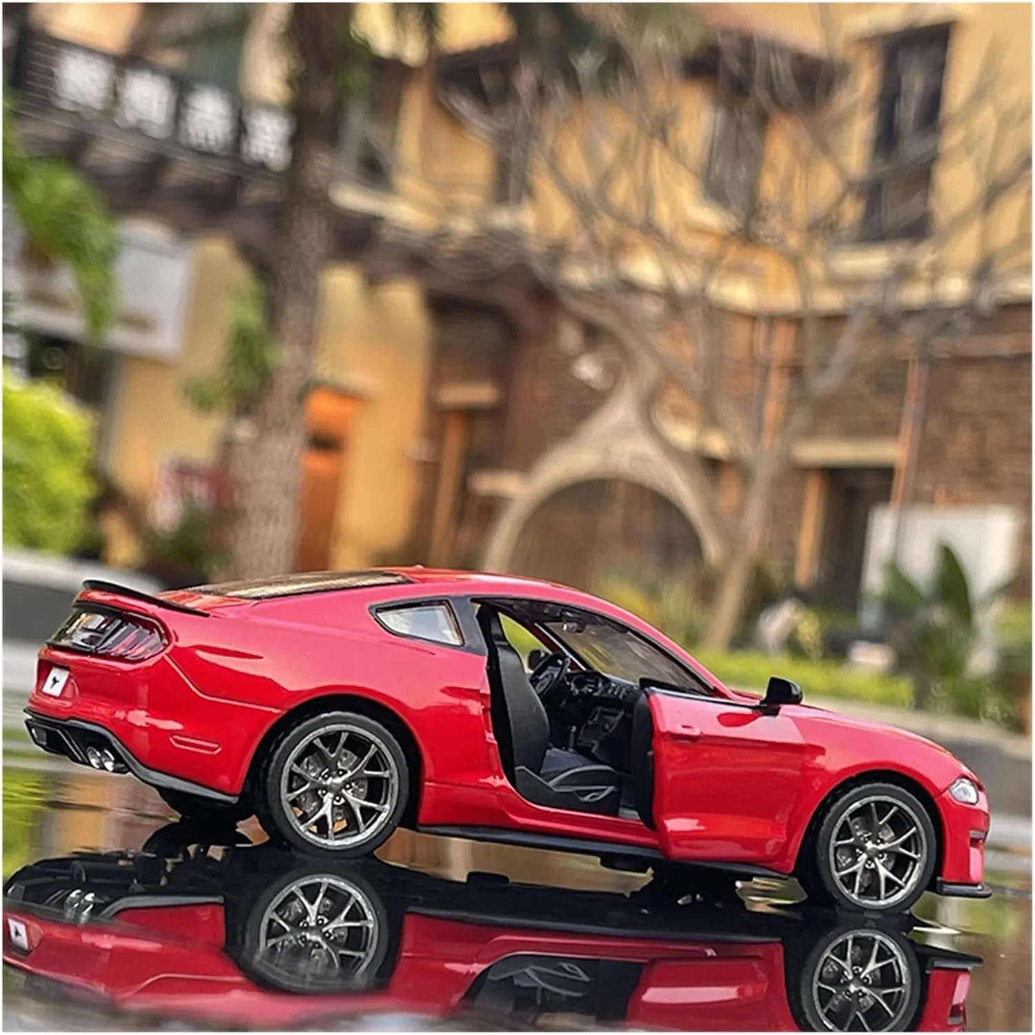 Toy car Model 1:34 for Ford Mustang GT Alloy Sports Car Model Diecast with Sound and Light Toy Gift (Color : Red)