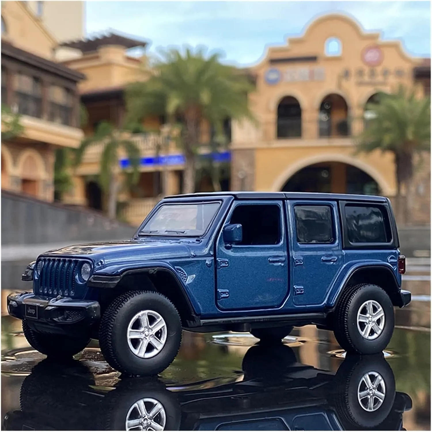 Toy car Model 1:36 for Jeeps Sahara Wrangler Simulation Car Model Alloy Toys Collection Gift Car Kids (Color : Blue)