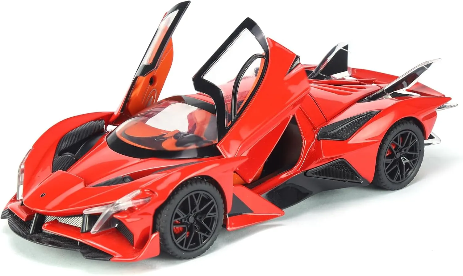 Toy Cars Apo Project EVO Model 1:24 Metal Diecast Car Toys with Light and Sound Pull Back Car for 3 4 5 6 7 Year Old Boys (Red)