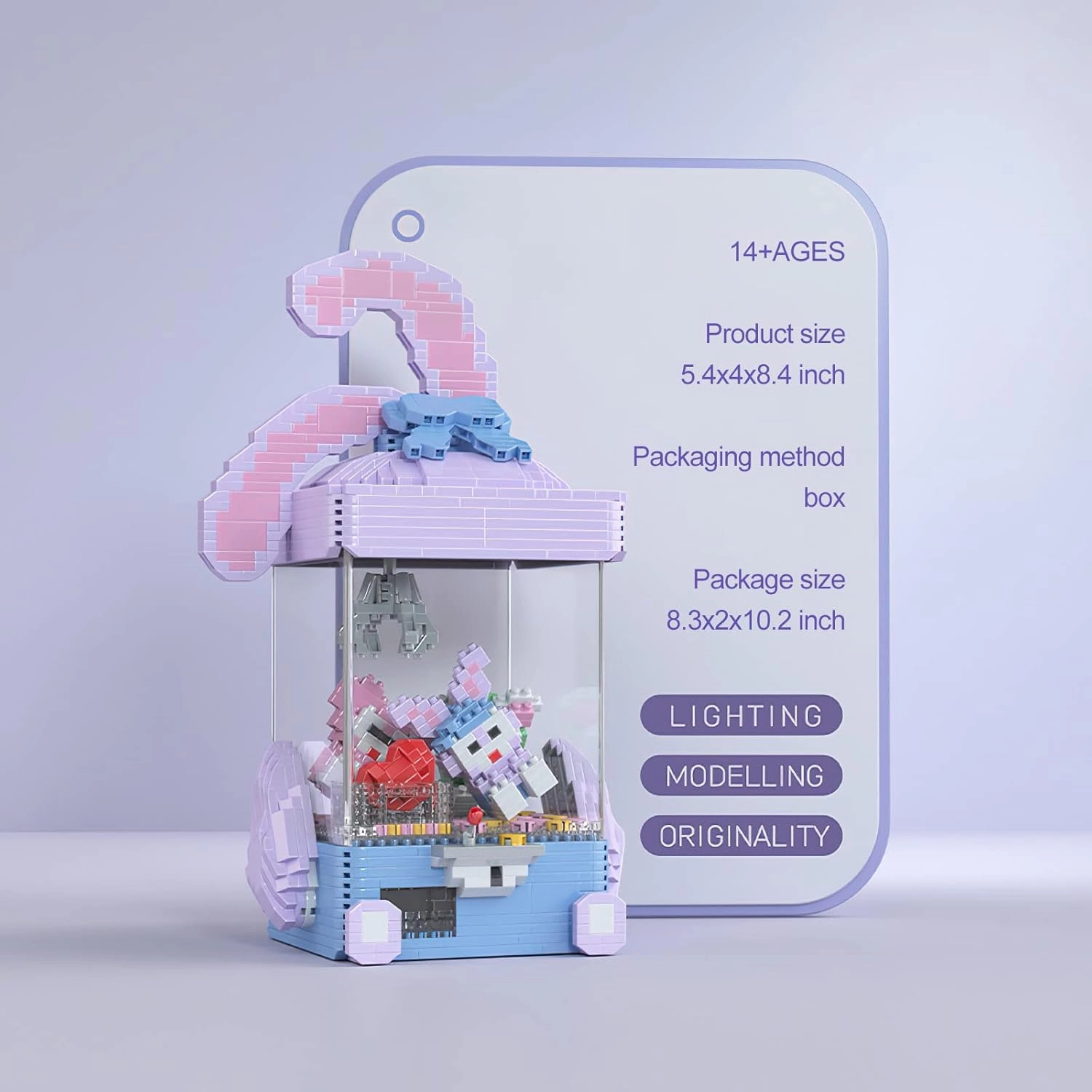 Toy Building Set Purple Doll Cute Micro Bricks Building Blocks Model Set, 1609 Pcs Collectible Ideas Teen Girl Gifts Age 14 and up, with LED Lights DIY Decoration Home