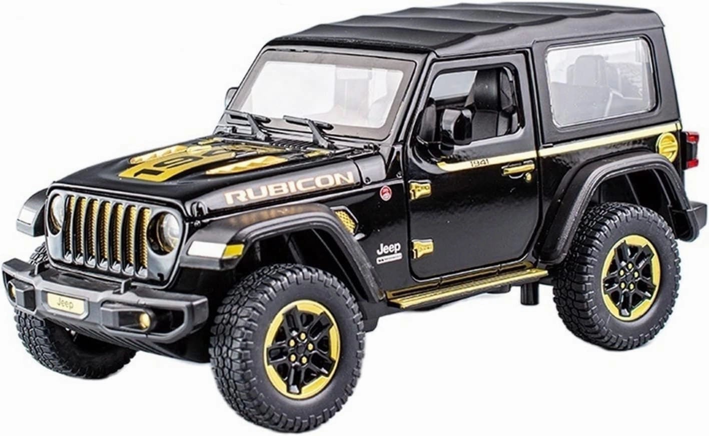 Toy car Model 1:20 for Jeeps Wrangler Rubicon 1941 Vehicle Model Car Exquisite Off-Road Alloy Collection Toys (Color : Black2)