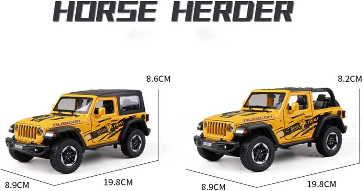 Toy car Model 1:20 for Jeeps Wrangler Rubicon 1941 Vehicle Model Car Exquisite Off-Road Alloy Collection Toys (Color : Black2)