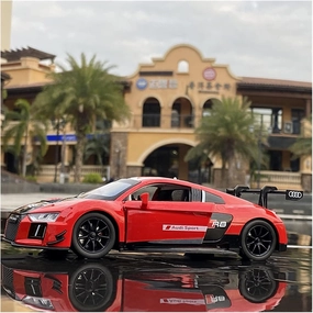 Toy car Model 1/24 for Audi R8 LMS Alloy Racing Car Model Diecasts Sports Toy with Sound and Light Gift (Color : Red)