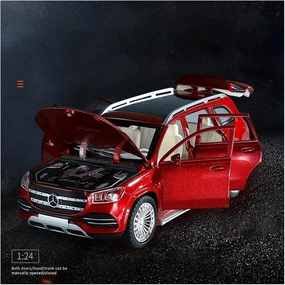 Toy car Model 1:24 for BENZS GLS580 Car Model Alloy Die Cast Toy Car Model Sound and Light Pull Back Children's Toy Gift (Color : Red)