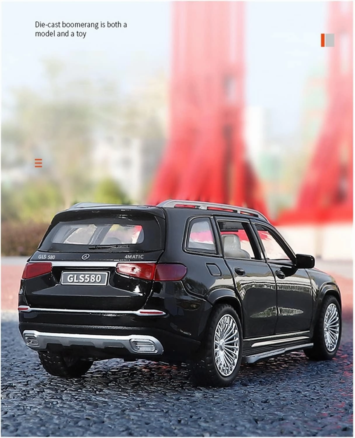 Toy car Model 1:24 for BENZS GLS580 Car Model Alloy Die Cast Toy Car Model Sound and Light Pull Back Children's Toy Gift (Color : Red)