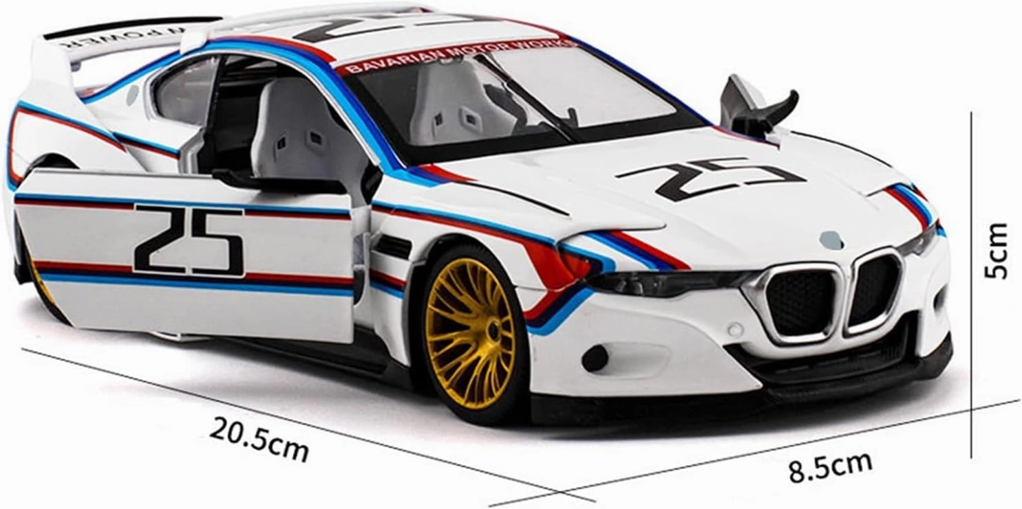 Toy car Model 1:24 for BMW 3.0 CSL Hommage R Le Mans Free Wheeling High Light Sport Racing Car Model Toy Diecast Alloy (Color : C3)