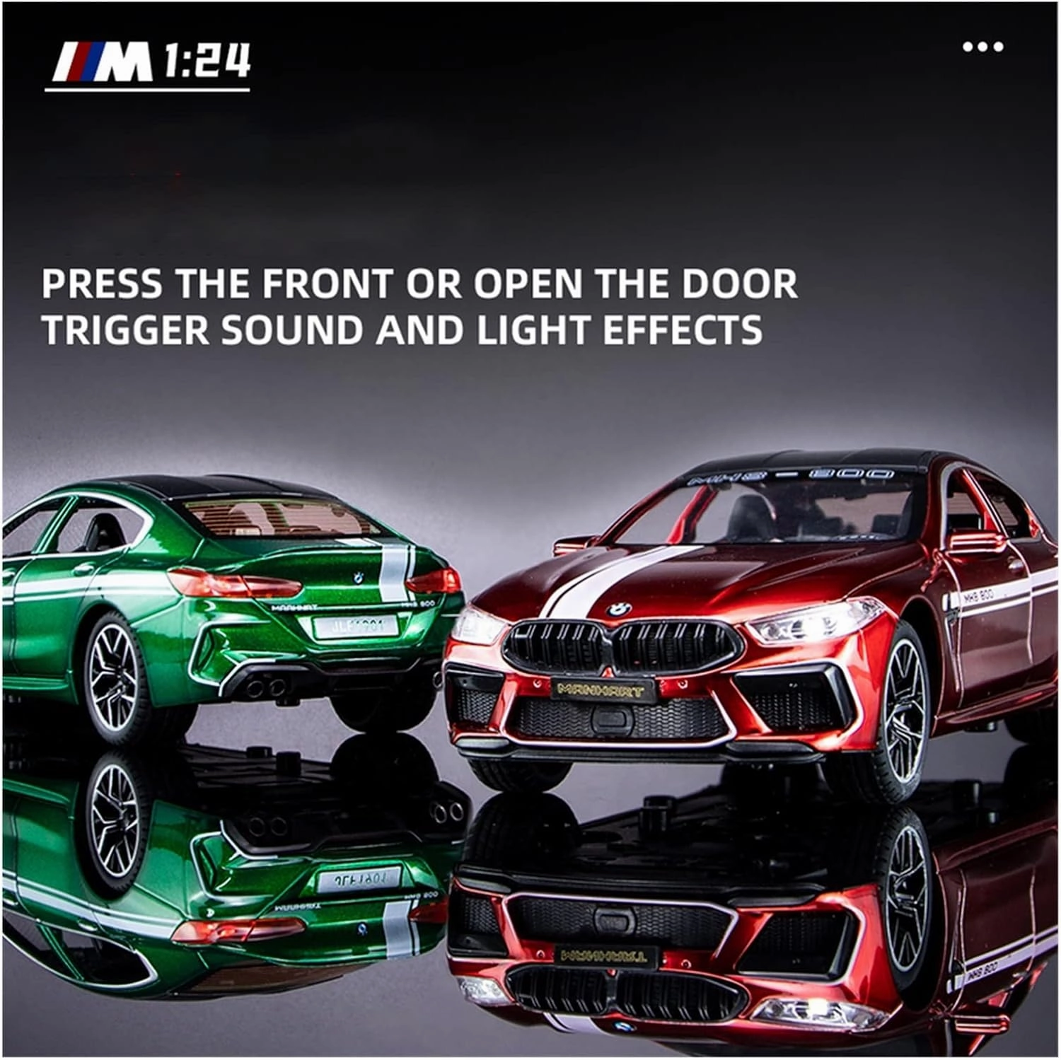 Toy car Model 1:24 for BMW M8 Manhart Metal Toy Alloy Car Diecasts Toys for Children (Color : Black)