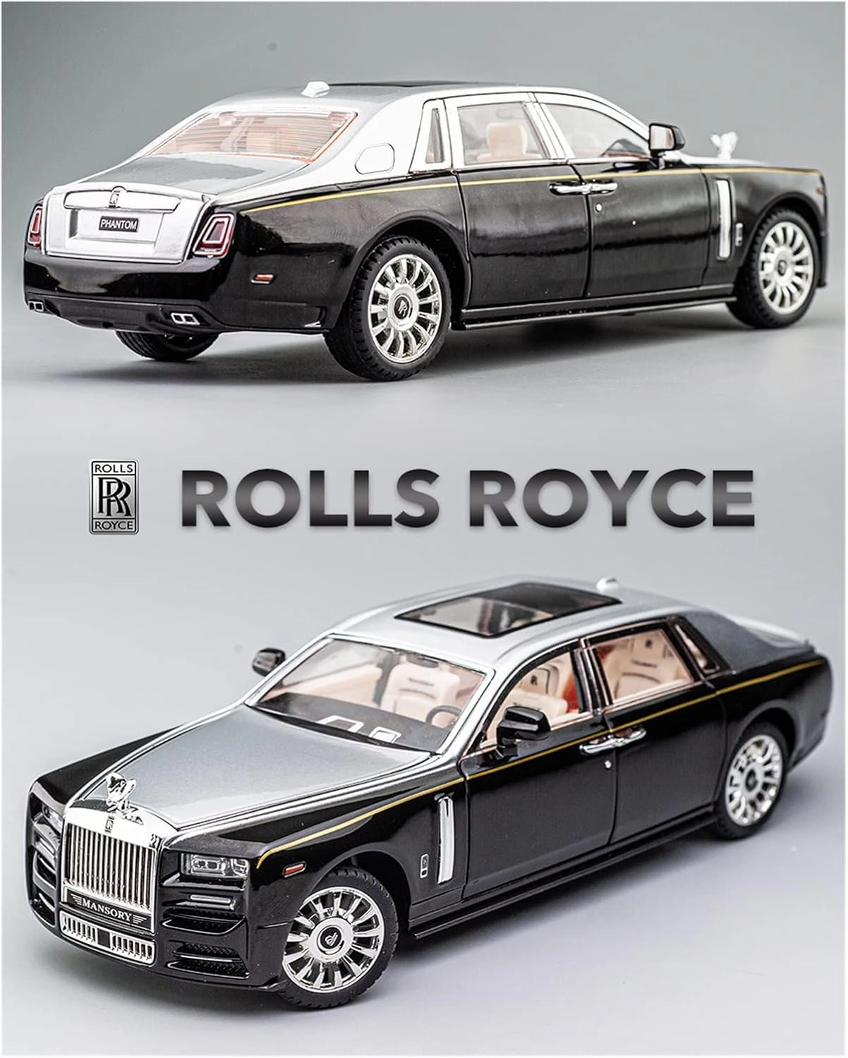 Toy car Model 1:24 for Rolls-Royce Sound and Light Pull Back Car Model Alloy Sports for Children's Toys (Color : A1)