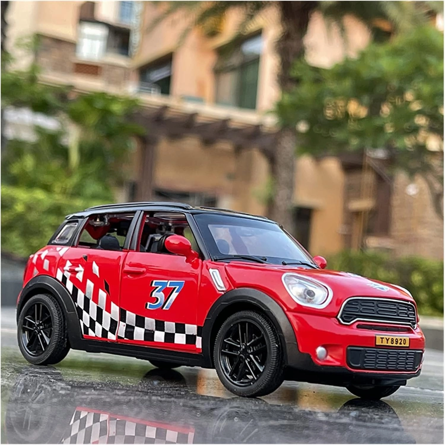 Toy car Model 1:32 for BMW Alloy Car Model Mini Cooper Diecast Toy Car Model Sound Light Children Gift (Color : Red)