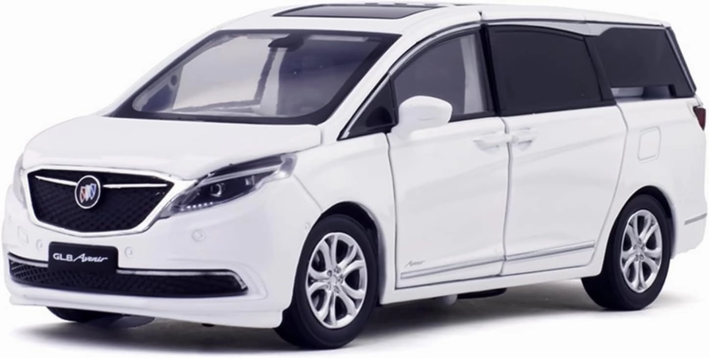 Toy car Model 1/32 for Buick GL8 Avenir Diecast Alloy Car Model with Sound Light Toy for Children Gift (Color : White)
