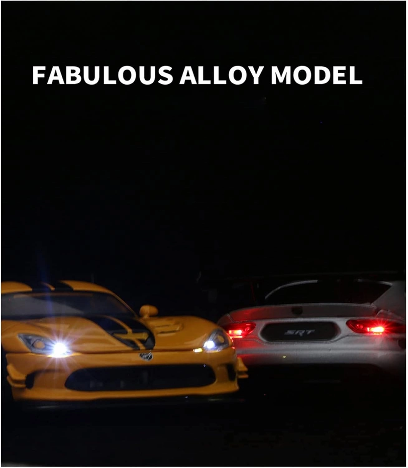 Toy car Model 1:32 for Dodge Viper ACR Supercar Alloy Car Model Car Sound and Light Toys for Children (Color : Yellow)