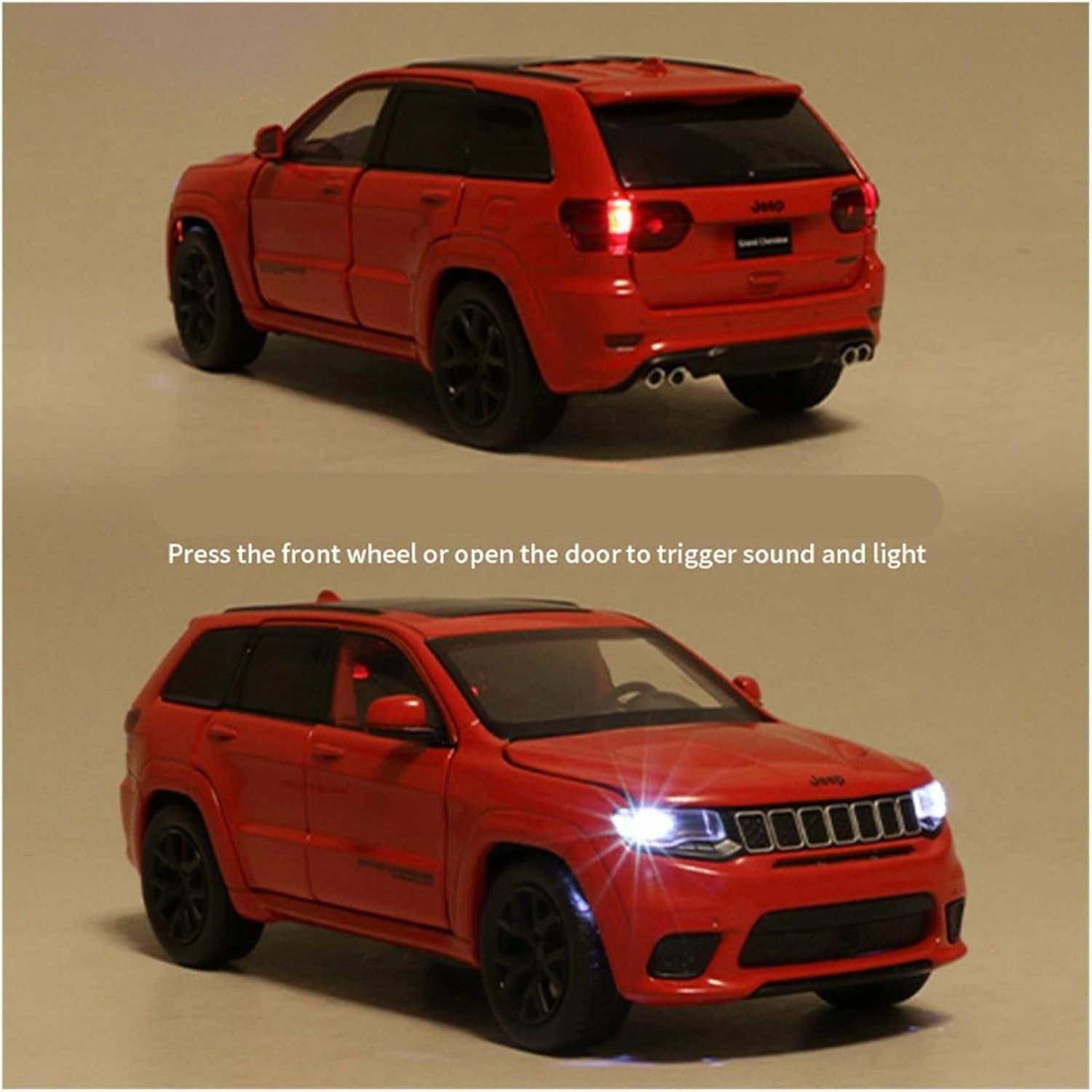 Toy car Model 1:32 for Jeeps Grand Cherokee Alloy Car Model Diecasts Toy Off-Road Sound and Light Kids Gifts (Color : Silver)