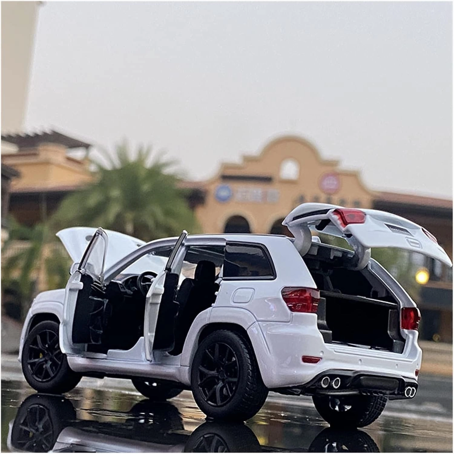 Toy car Model 1:32 for Jeeps Grand Cherokee Alloy Car Model Diecasts Toy Off-Road Sound and Light Kids Gifts (Color : White)
