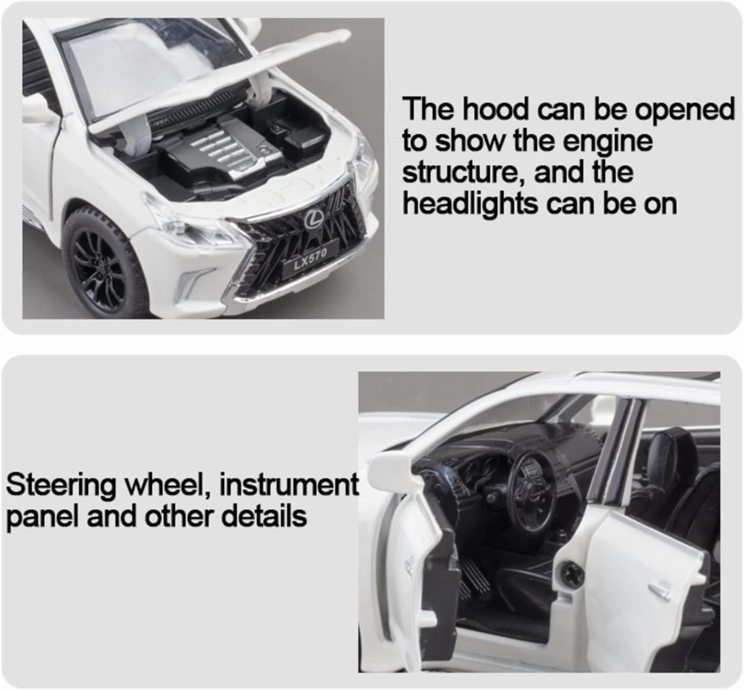 Toy car Model 1/32 for Lexus 570 Diecasts Toy Alloy Car Model Collection High Simulation Car Toys for Children Gifts (Color : Black)