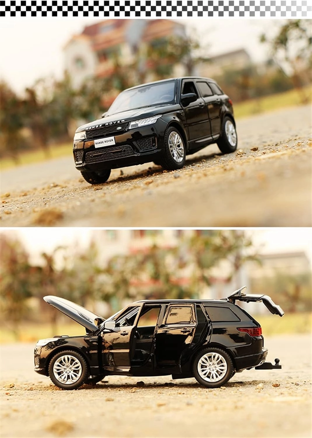 Toy car Model 1:32 for Range Rover Sports SUV Alloy Car Model Diecast Toy Sound and Light Childrens Toy Gift (Color : Black)