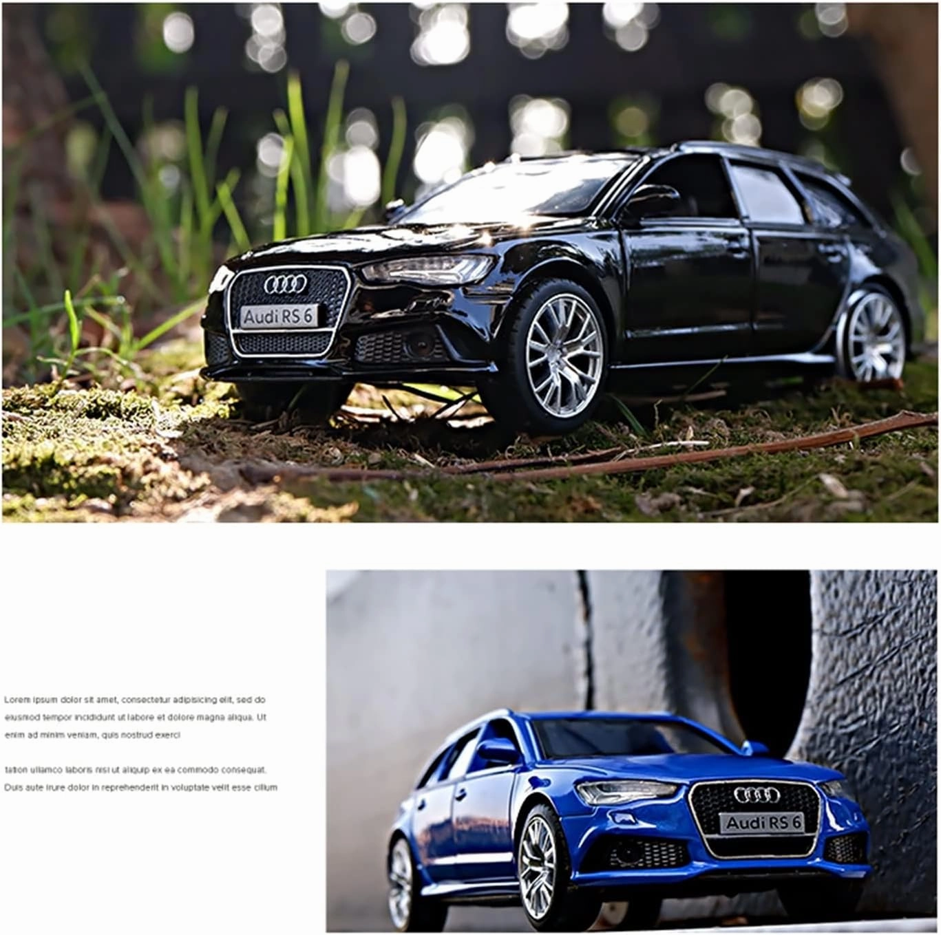 Toy car Model 1:36 for Audi RS6 Station Wagon Diecast Alloy Metal Luxury Car Model Pull Back Car for Children Toys (Color : Black)