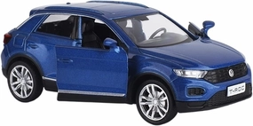 Toy car Model 1/36 for T-ROC SUV Alloy Car Model Diecasts Toy High Simulation Pull Back Collection Childrens Gift (Color : Blue)