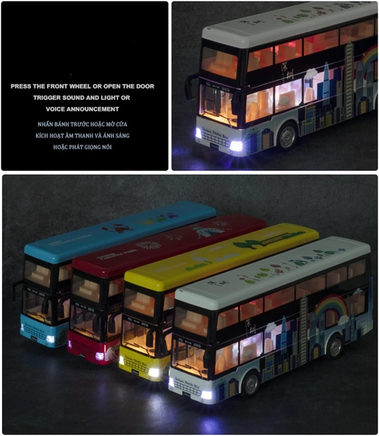 Toy car Model for Sightseeing Tourist Double Decker Toy Bus City Bus Diecasts Alloy Toy Car Model Sound Light Kids Gift (Color : F6)