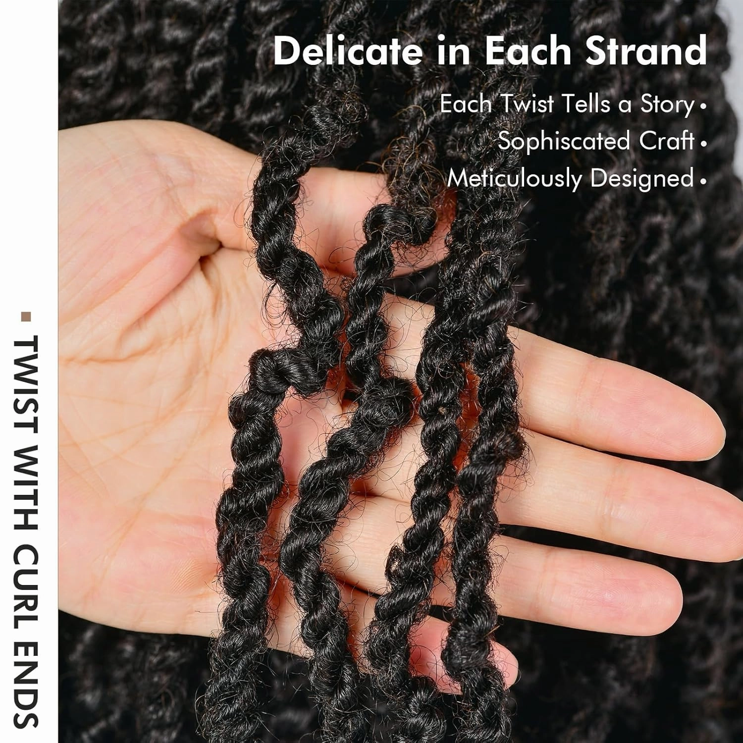 ToyoTress 100% Human Hair Passion Twist - 8 Inch 8 Packs Handmade Pre-twisted Human Hair Crochet Mini Twist, Natural Black Pre-looped Crochet Braids Braiding Hair Extensions (8 Inch, 1B-8P)