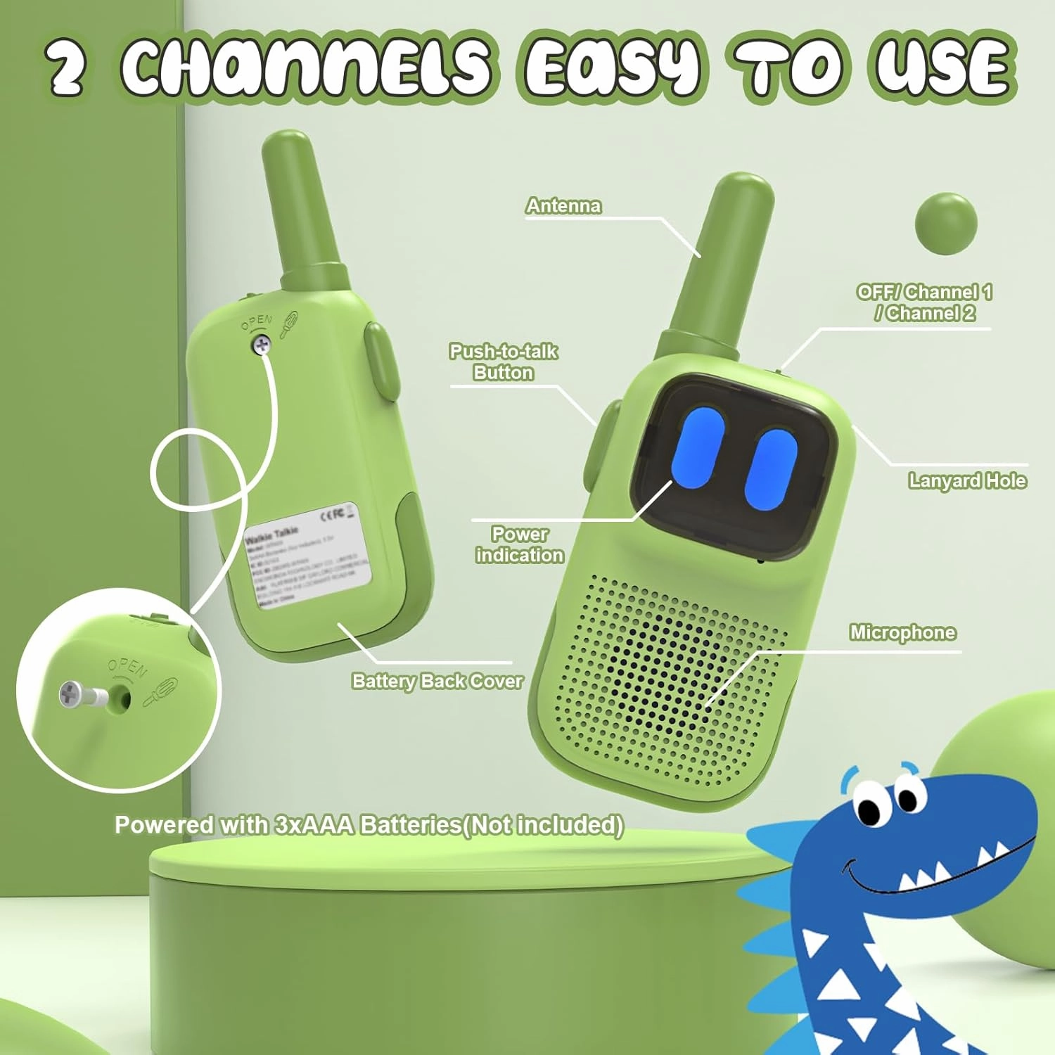 Toys for 3-12 Year Old Girls Boys, Walkie-Talkies for Kids 2 Pack 1000FT Long Range with 2 Channels, Handheld Kids Walky Talky Educational Electronic Outdoor Toys for Outside Camping Hiking