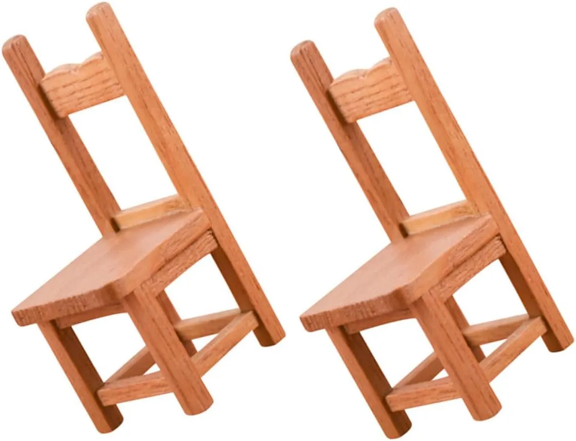 Toyvian 3sets Miniature Wooden Chairs for Dollhouse Premium Quality Micro Furniture for DIY Miniature House Decor for Creative Arrangements 2pcs*3