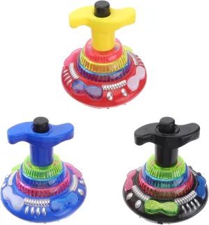 Toyvian 9Pcs Light Up Spinning Tops Flashing Music Gyro LED Shining Toys Colorful Flash Light Spinning Tops Party Supplies for Kids