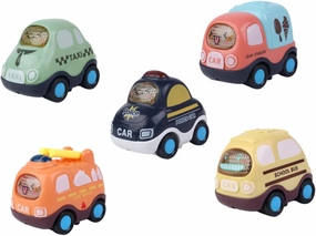 Toyvian 5Pcs Cartoon Inertia Car Safe and Playthings for Boys and Cars for Interactive Fun Present