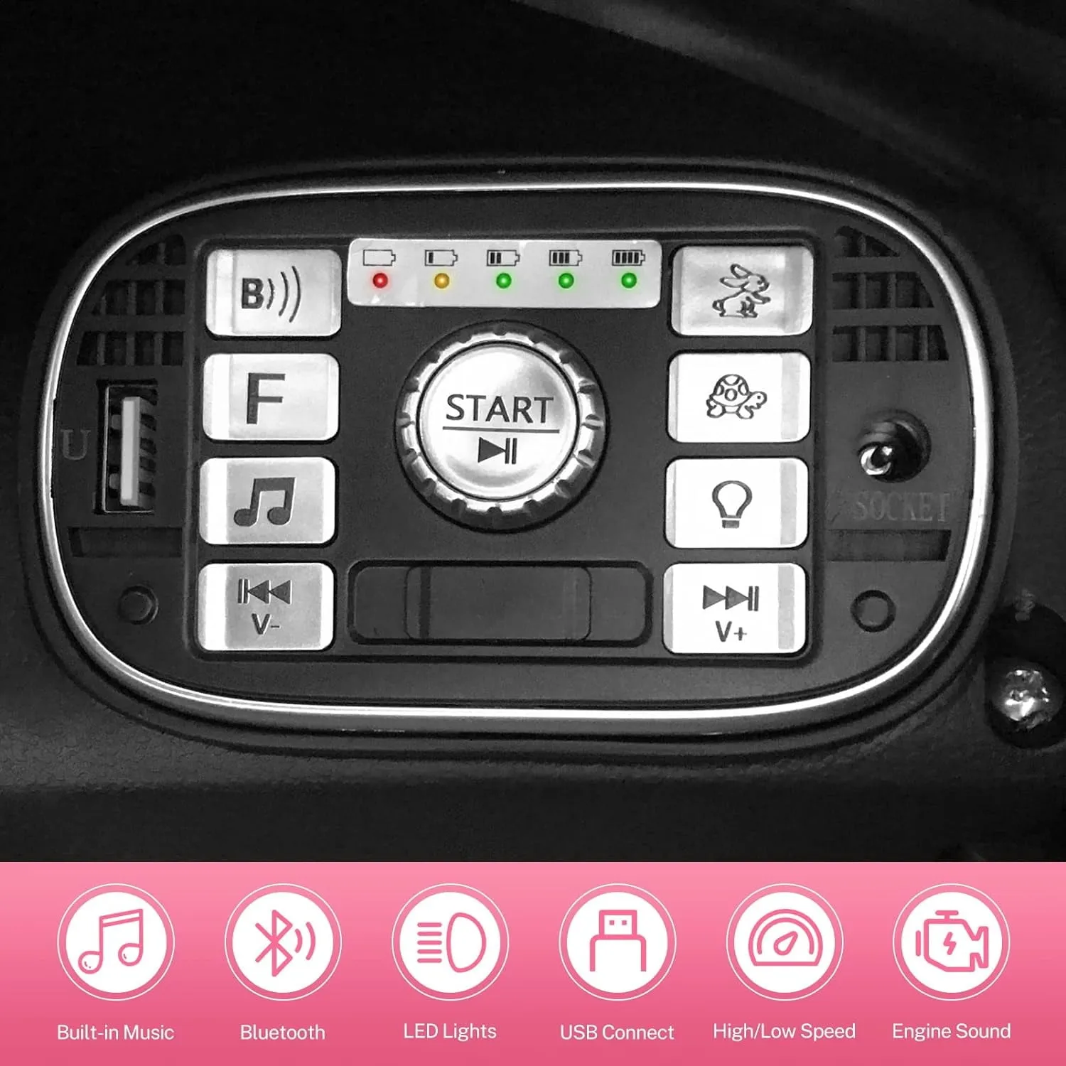 Track 7 12V Kids Ride on Car, Licensed Aston Martin Electric Car for Boys Girls Age 3 , Remote Control, Music, USB, Portable Handle, Pink
