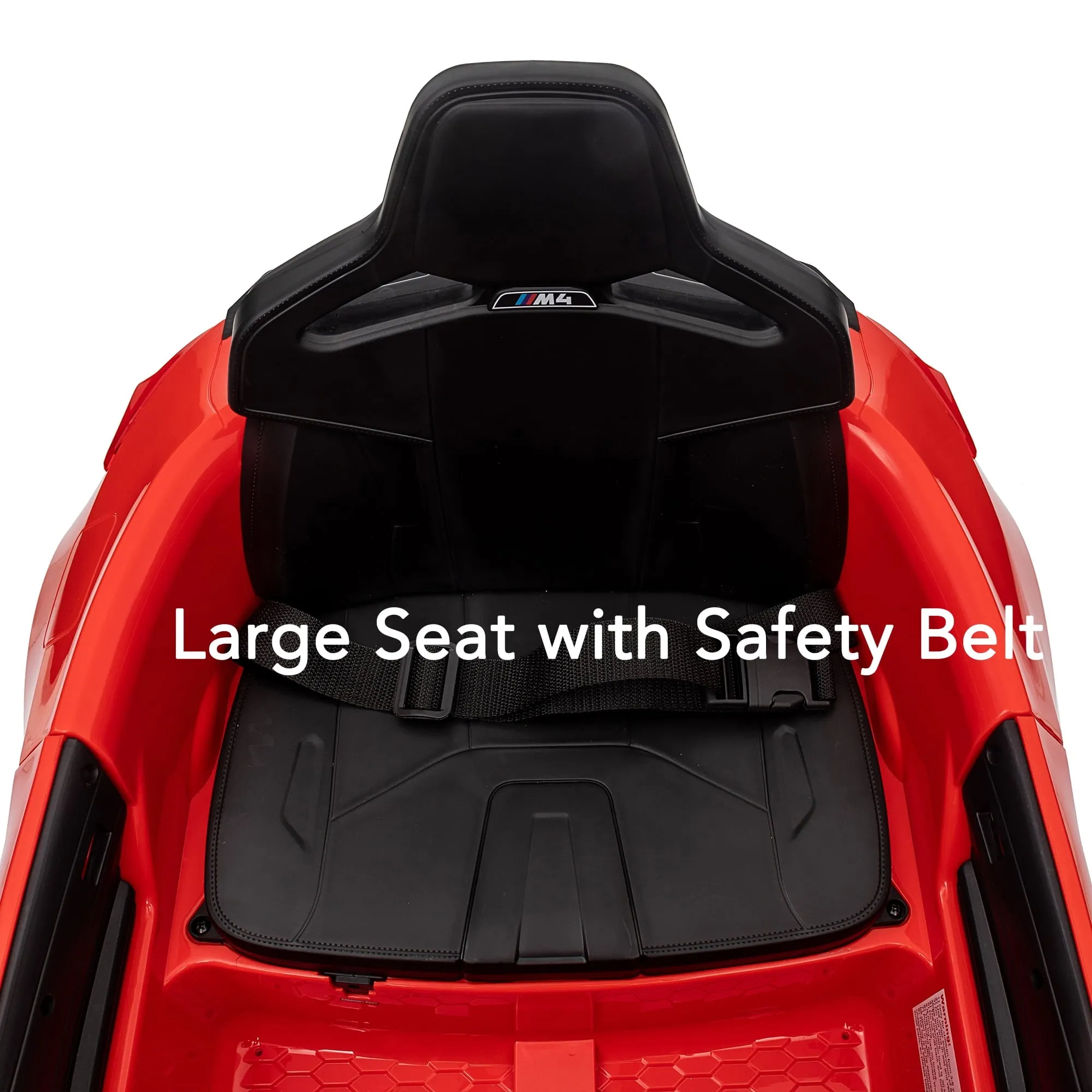 Track 7 12V Ride on Car, Licensed BMW M4 Electric Car, Kids Ride on Car with Remote Control, Bluetooth, Lights, Portable Handle, Red