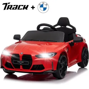 Track 7 12V Ride on Car, Licensed BMW M4 Electric Car, Kids Ride on Car with Remote Control, Bluetooth, Lights, Portable Handle, Red