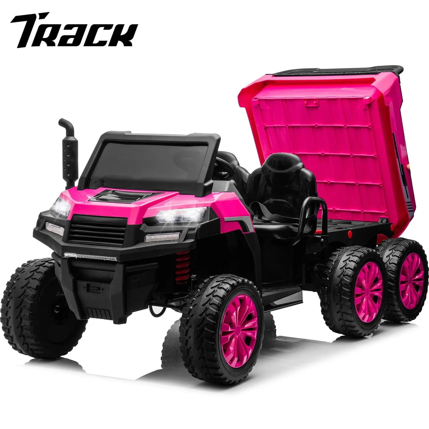 Track 7 24V Ride on Car, 2-Seater Ride On Dump Truck, 6 Wheels Electric Car with Remote Control, Music, Shift Lever, off-Road Ride on UTV, Green