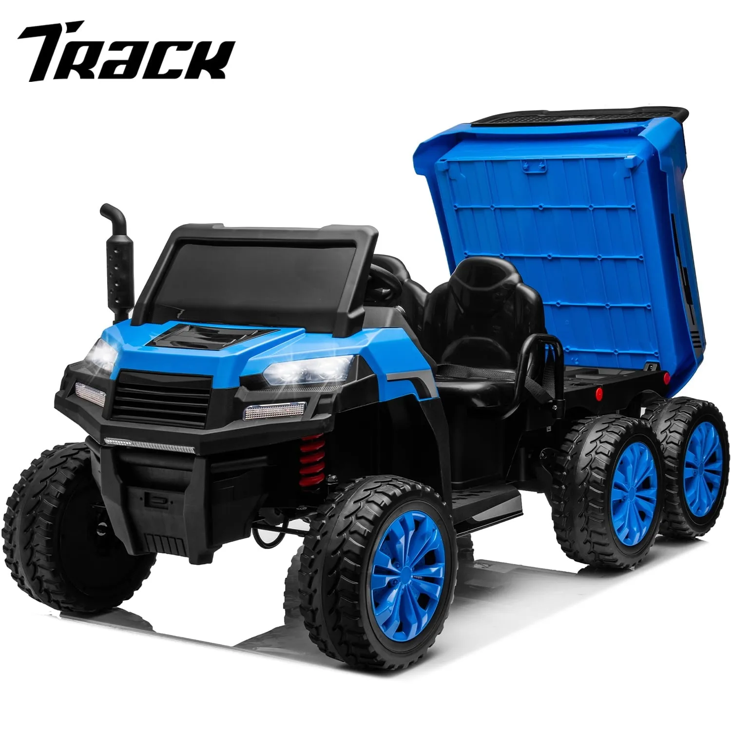 Track 7 24V Ride on Car, 2-Seater Ride On Dump Truck, 6 Wheels Electric Car with Remote Control, Music, Shift Lever, off-Road Ride on UTV, Green