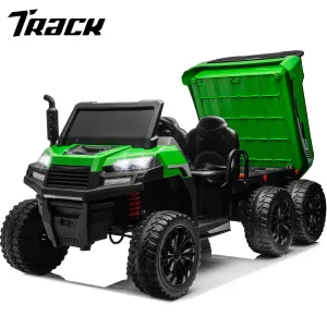 Track 7 24V Ride on Car, 2-Seater Ride On Dump Truck, 6 Wheels Electric Car with Remote Control, Music, Shift Lever, off-Road Ride on UTV, Green