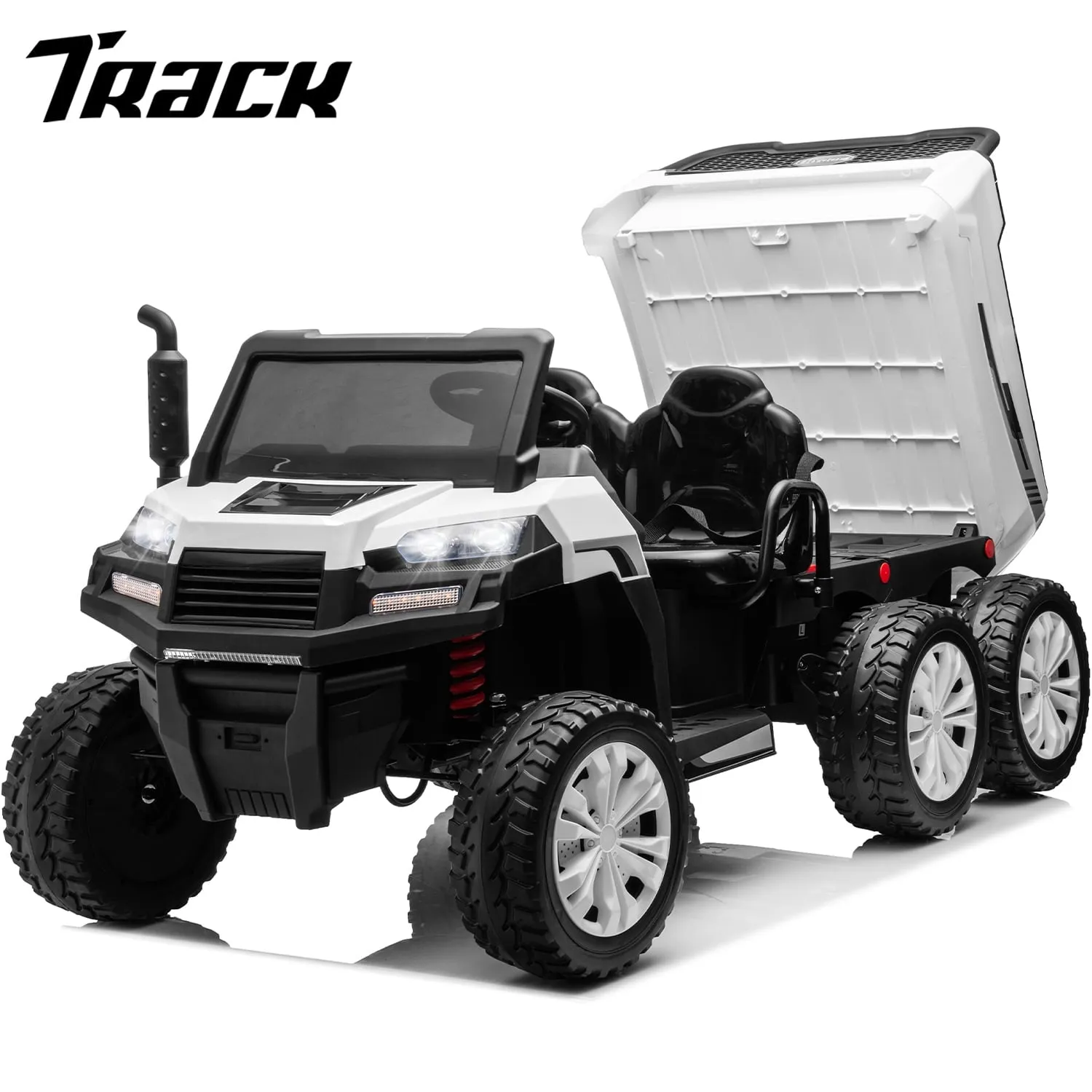 Track 7 24V Ride on Car, 2-Seater Ride On Dump Truck, 6 Wheels Electric Car with Remote Control, Music, Shift Lever, off-Road Ride on UTV, Green