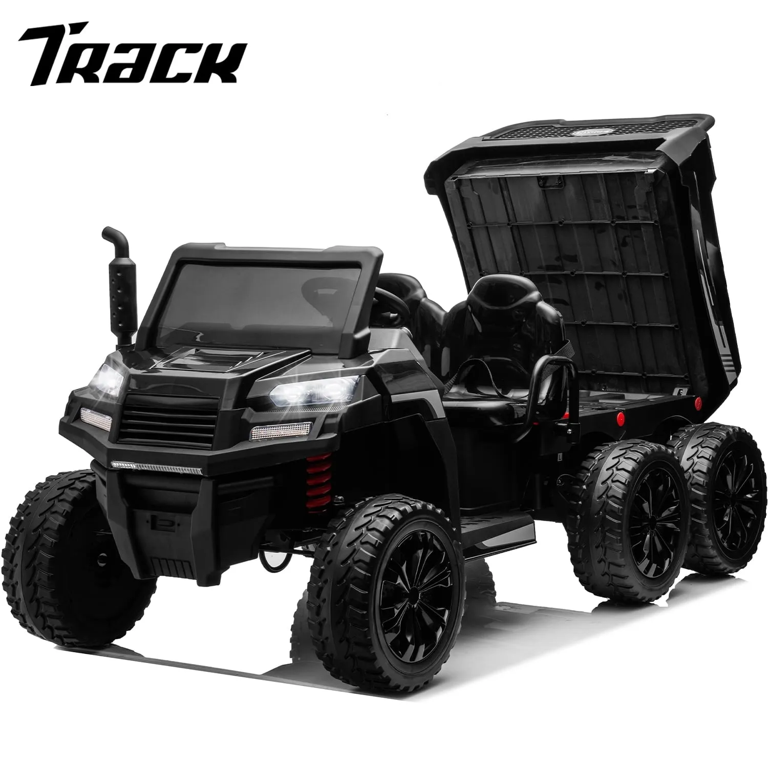 Track 7 24V Ride on Car, 2-Seater Ride On Dump Truck, 6 Wheels Electric Car with Remote Control, Music, Shift Lever, off-Road Ride on UTV, Green