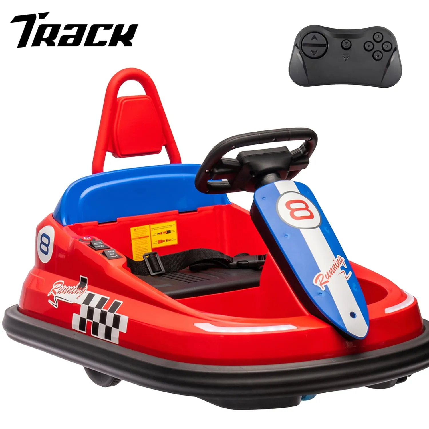 Track 7 6V Kids Ride On Bumper Car, Electric Toddles Ride On Car with Remote Control, 2 Driving Modes for Kids with Three Speed Adjustable, LED Lights, Horn, Bluetooth, Yellow